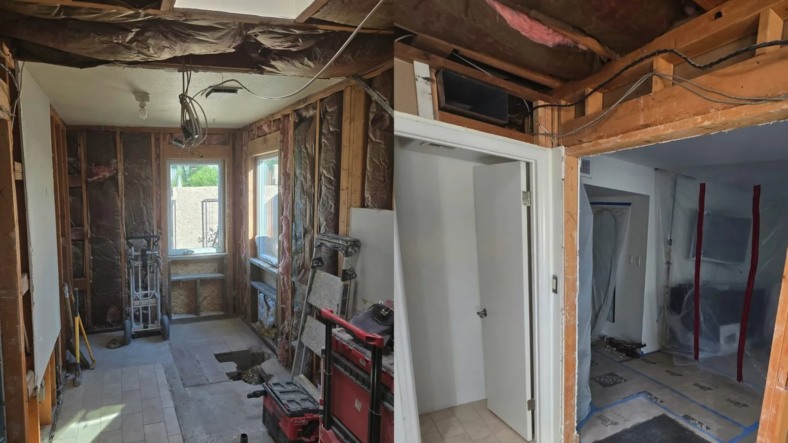 Tile work underway around a reset toilet flange, related to Bathroom Plumbing & Remodel questions homeowners ask