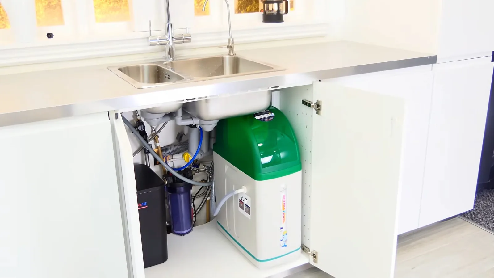 New filter cartridges staged for a reverse osmosis install, representing plumbing service in Mansell