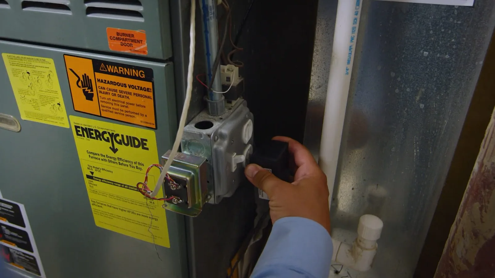 A gas fitting being connected with a flexible connector during Gas Line Installation & Repair service in Alpharetta