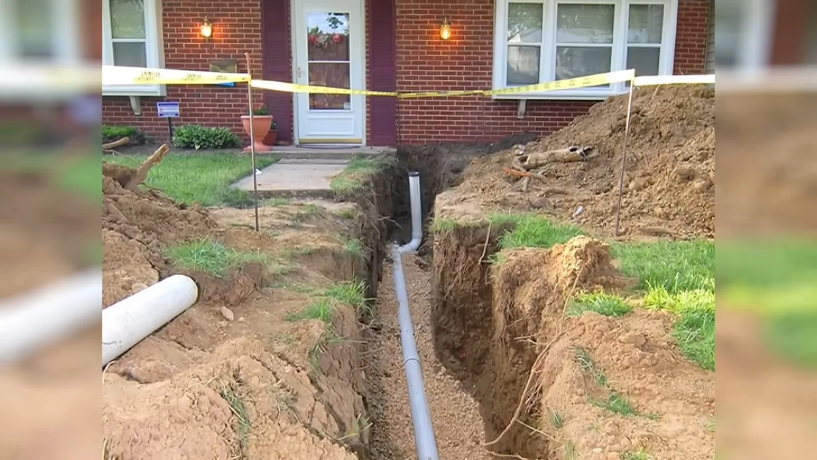 New pipe fitted in place of a failed sewer line during Sewer Line Replacement service in Alpharetta